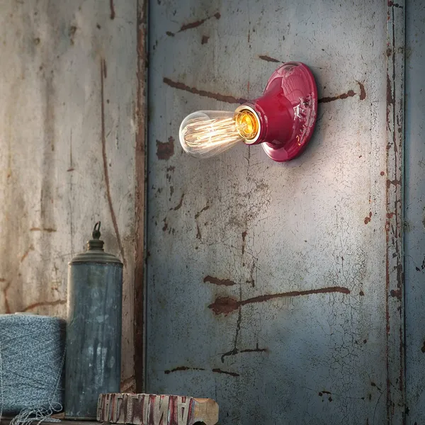 Ferroluce C115 aplique de pared de estilo vintage rojo vino