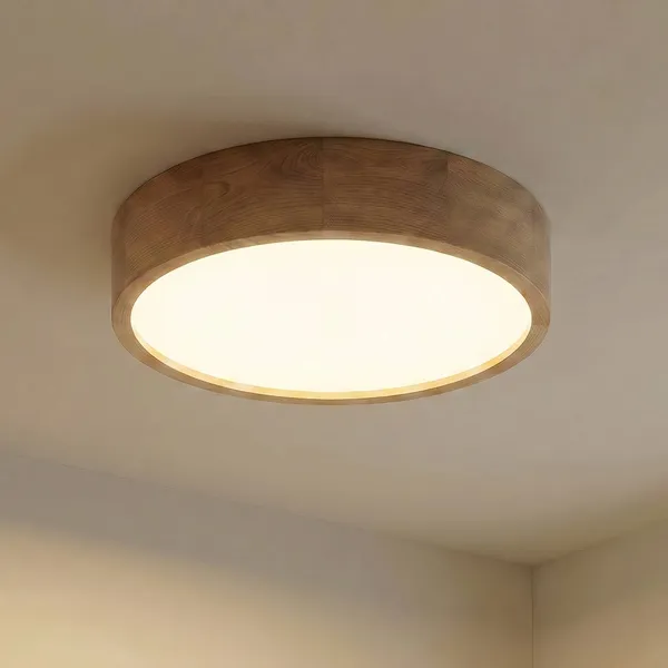 TEMAR LIGHTING Cleo plafón, Ø 48 cm, 4 luces, madera de roble, E27