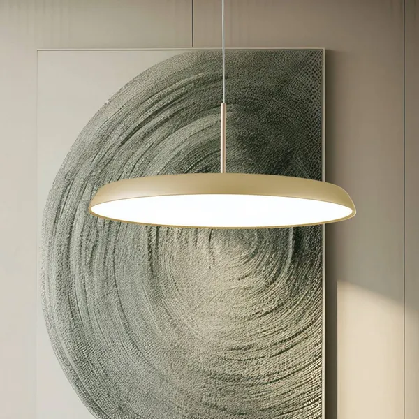 Viokef Lámpara colgante LED Art, color crema y dorado, Ø 45 cm, metal