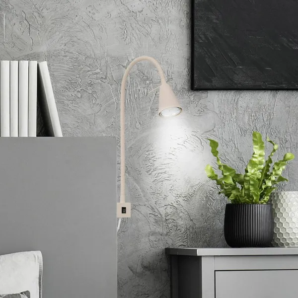 Briloner Aplique de pared Tuso, beige, orientable, para montar junto a la cama, GU10