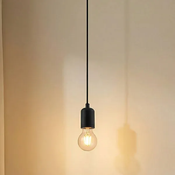 Lámpara colgante Lindby Hattie, portalámpara E27, negro, Ø 4,7 cm