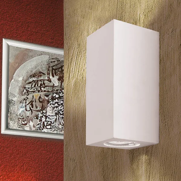 ORION Aplique de pared Cube, blanco, altura 15,5 cm, cerámica, arriba/abajo