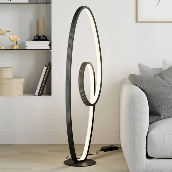 Lucande Lámpara de pie LED Bronwyn, 122cm, antracita, aluminio