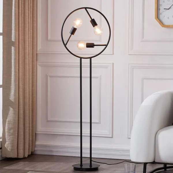 Lucande Linnard lámpara de pie de hierro, 3 luces