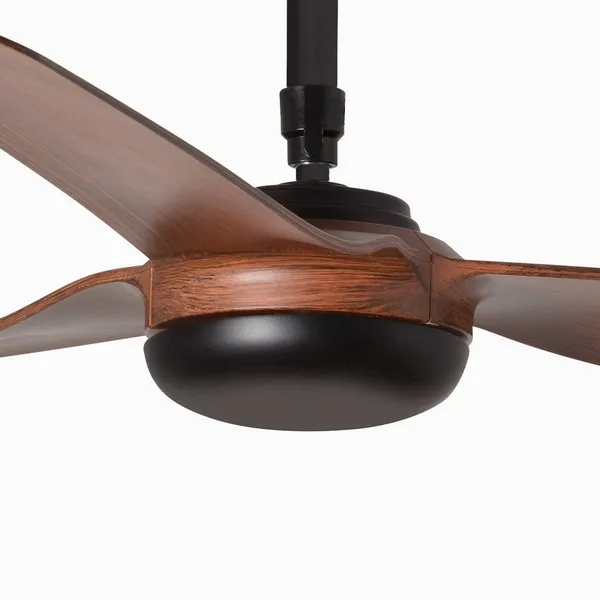 FARO BARCELONA Ventilador de techo Punt M DC, negro/madera oscura