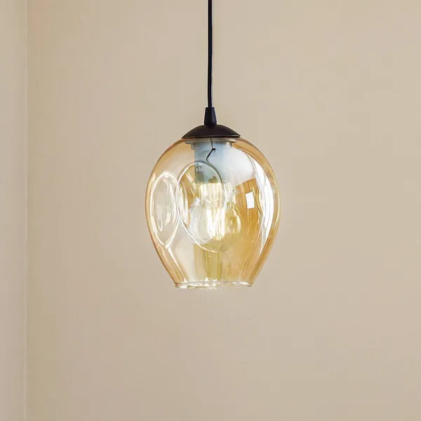 EMIBIG LIGHTING Lámpara colgante Starla 1 luz, pantalla de cristal ámbar