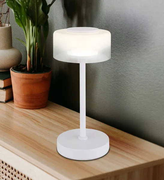 Globo Lámpara de mesa LED Belinda, blanca, altura 33 cm, metal