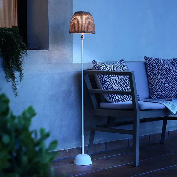 Bover lámpara de pie LED recargable Atticus 114, blanco natural/beige
