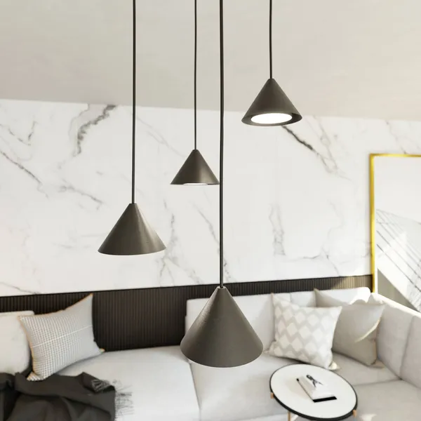 EMIBIG LIGHTING Lámpara colgante Elit, 4 luces, Ø 30 cm, negro, metal, GX53