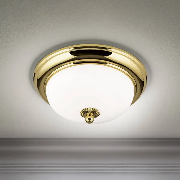 ORION Plafón Empire, Ø 26,5 cm, dorado, cristal opal esmerilado