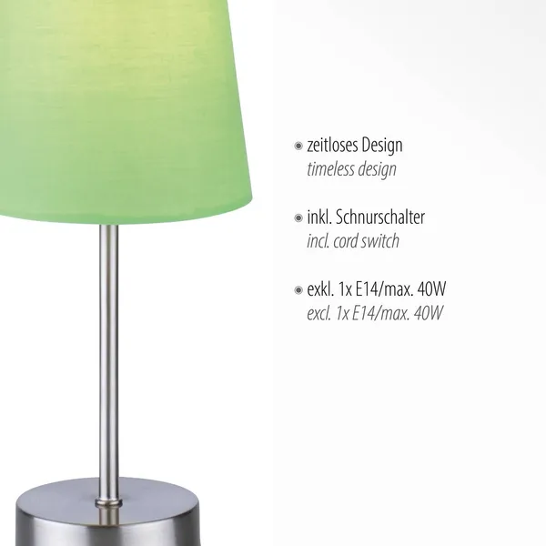 JUST LIGHT. GmbH Lámpara de mesa Heinrich con pantalla de tela verde