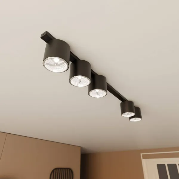 EMIBIG LIGHTING Plafón Nano, negro, 5 luces, metal