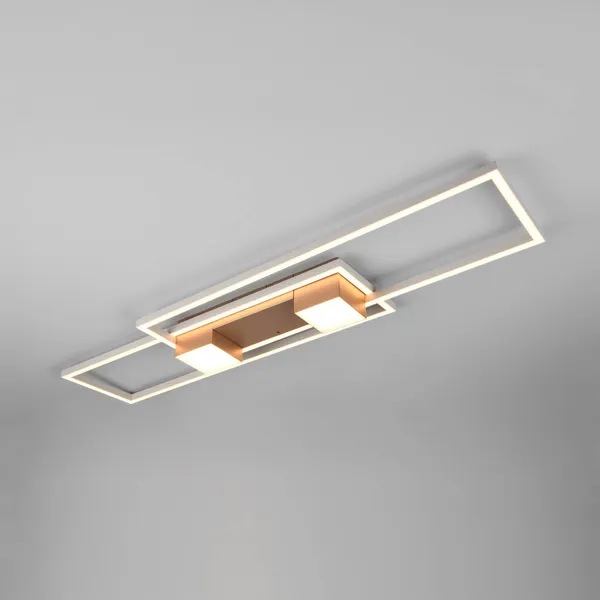 Trio Lighting Lámpara LED de techo Albany, marrón, 100 x 28 cm, aluminio, CCT atenuable