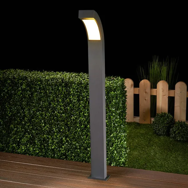 Lucande Bolardo luminoso LED Lennik, 100 cm, antracita, metal