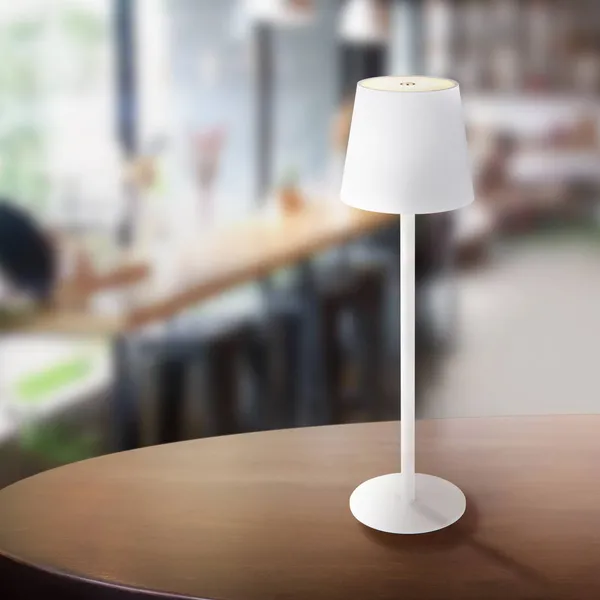 Globo Lámpara de mesa LED recargable Vannie, blanca, altura 36 cm, IP44