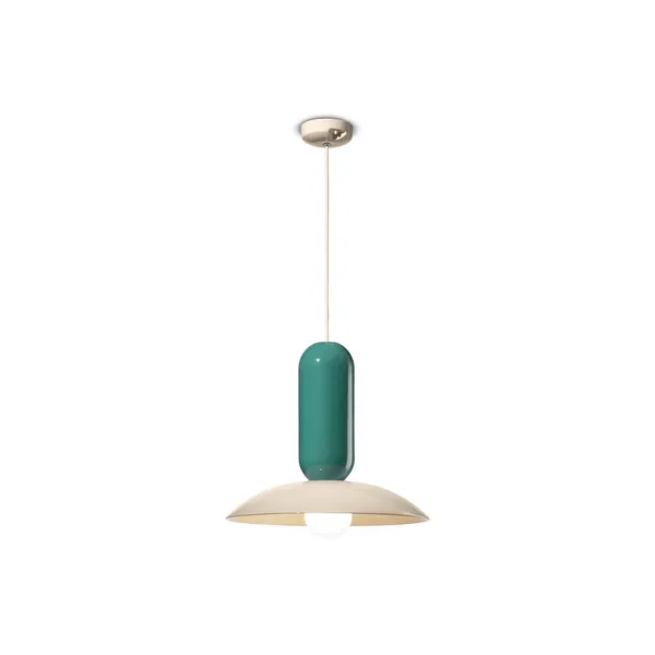 Ferroluce Lámpara colgante Pau, crema/turquesa