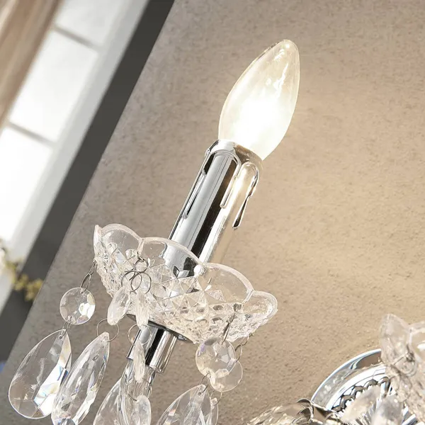 Lindby aplique de pared Merida, cromo, metal, 2 luces, altura 35 cm