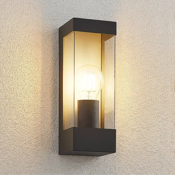 Lindby aplique para exterior Tilian, altura 25 cm, antracita, acero