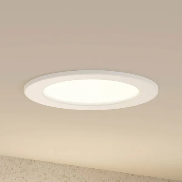 Prios Lámpara empotrable LED Cadance, blanca, 17 cm, CCT, IP44