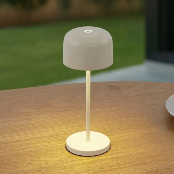 Lámpara de mesa LED Lucande Quill, beige, CCT, atenuable