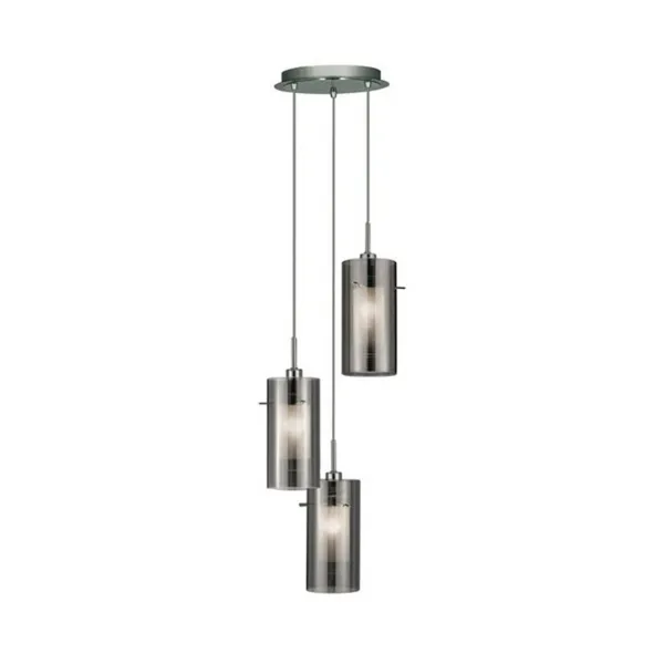 Searchlight Colgante Duo 2 vidrio humo/cromo redondo 3 luces