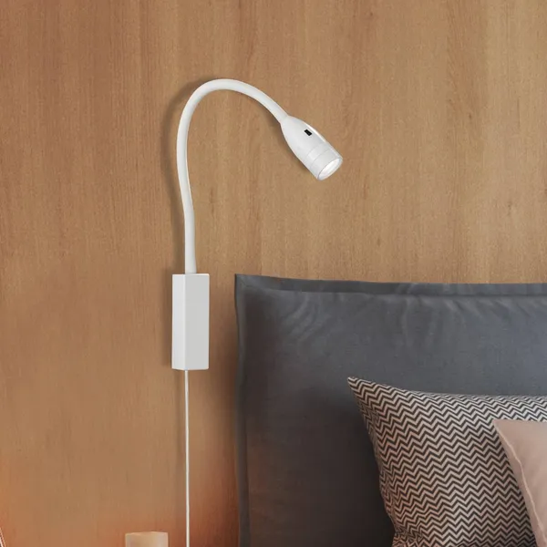 FISCHER & HONSEL Aplique de pared LED Sten, blanco, altura 61 cm, control por gestos