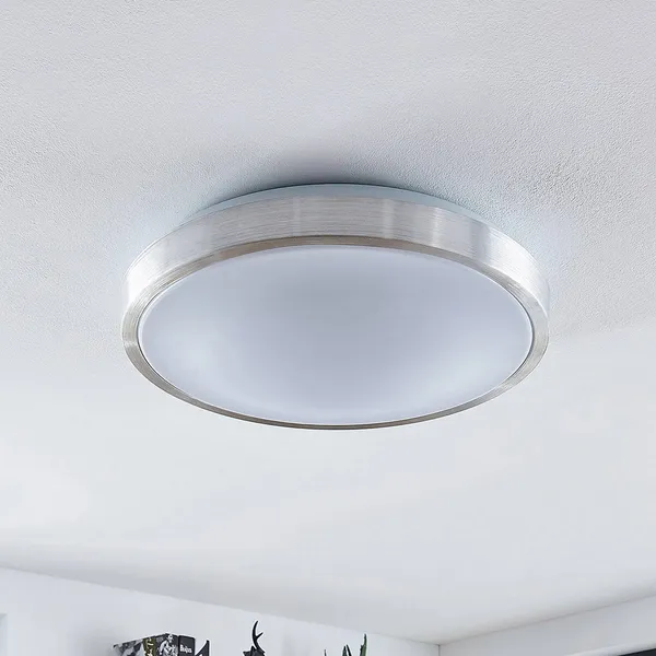 Lámpara LED de techo Emelie de Lindby, Ø 42 cm, color aluminio, metal