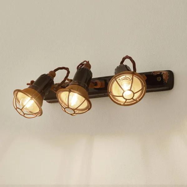 Ferroluce Aplique C1677/1 con cesta, 3 luces, negro