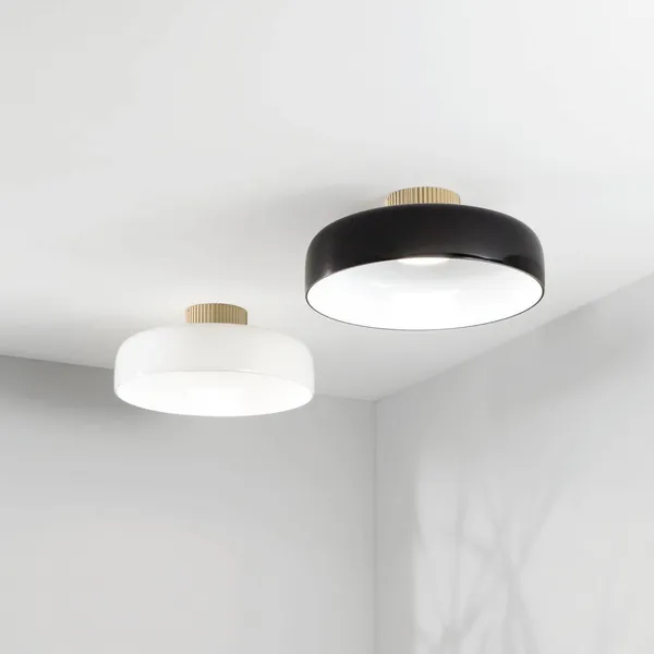 Fabas Luce Lámpara LED de techo Lunar, negro, cristal, Ø 42 cm, CCT, atenuable