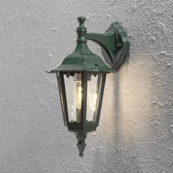 Konstsmide Aplique de exterior Firenze, verde, portalámpara inferior, 36 cm