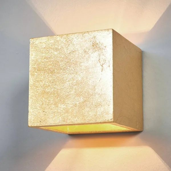 Aplique de pared Lindby Yade, 11 cm, dorado, escayola, G9