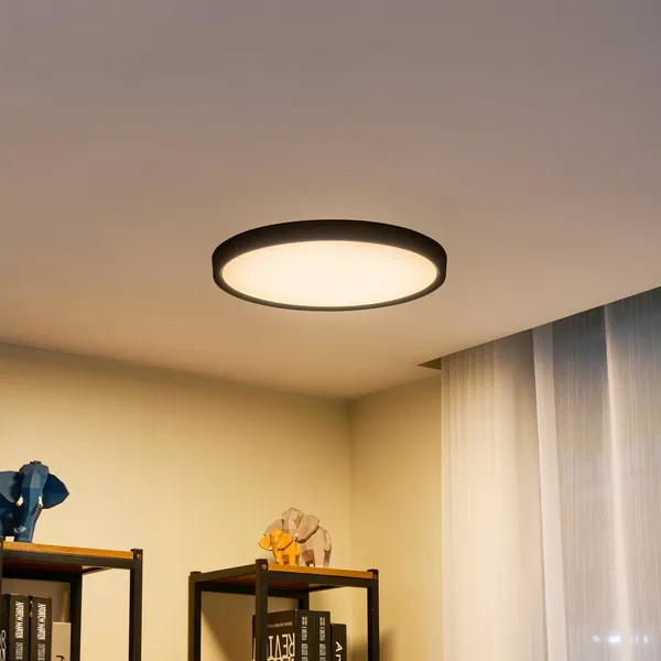Plafón Lindby Smart LED Pravin, Ø 50 cm, CCT, negro