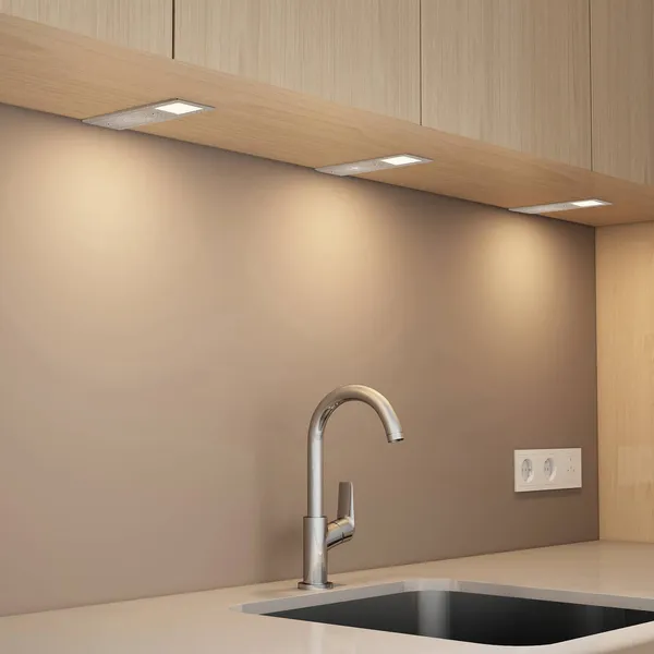 lámparas LED bajo mueble Arcchio Nortra, juego de 3, gris, color aluminio