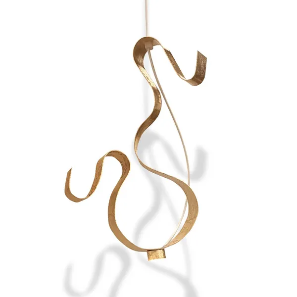 Knikerboker Curve colgante LED, 1 luz, pan de oro
