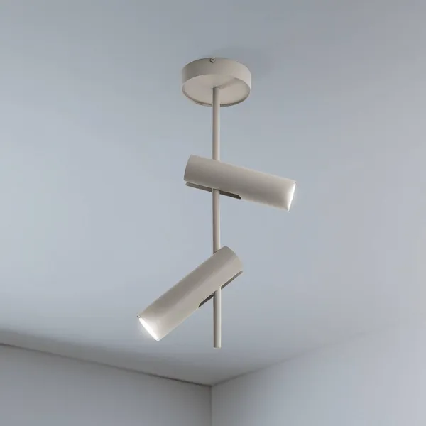 SIGMA Downlight Leda 2, taupe, 2 luces, acero, GU10, altura 55 cm
