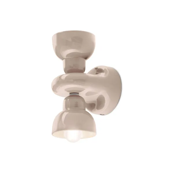Ferroluce Aplique de pared Berimbau, gris arena, 2 luces