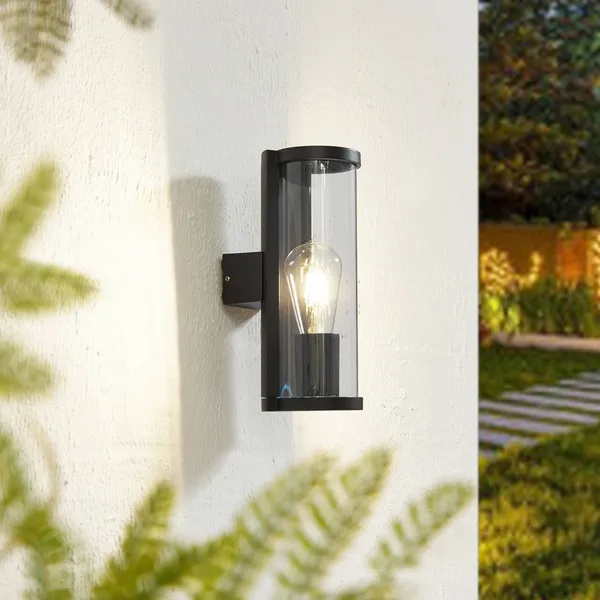 Lucande aplique de exterior Zanta, altura 28,2 cm, IP65, negro