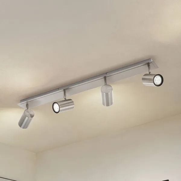 Lindby downlight de techo Joffrey, 80 cm, níquel, 4 luces, GU10
