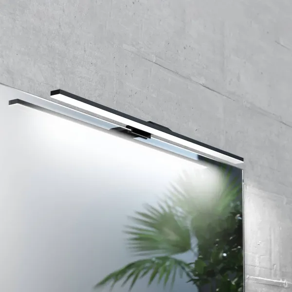 MCJ Lámpara de espejo LED Triga IP44 negro 60cm, 3.000K
