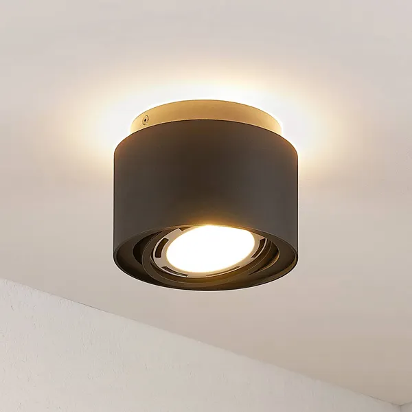 Lámpara de techo Walisa de Arcchio, Ø 15 cm, negra, metal, GU10