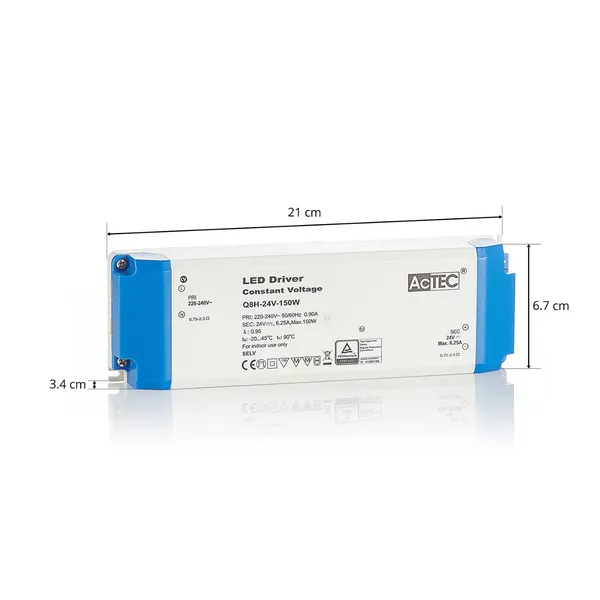 AcTEC Q8H transformador LED CV 24V, 150W
