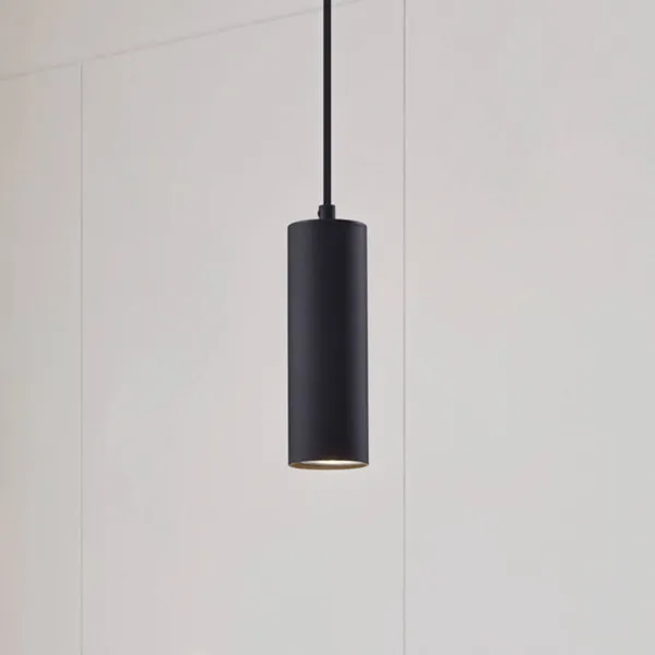 Lámpara colgante Joffrey de Lindby, Ø 6 cm, negra, metal, GU10