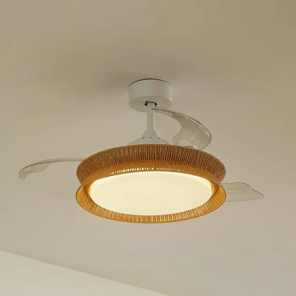 Ventilador LED Lucande Lineta, blanco, cable, Ø 103 cm, silencioso
