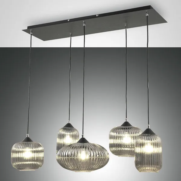 Fabas Luce Lámpara colgante Gillis de vidrio, 5 luces
