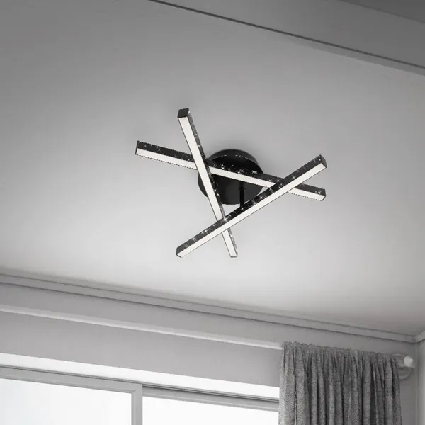 Briloner Plafón Rey, efecto de brillo, 3 luces, negro