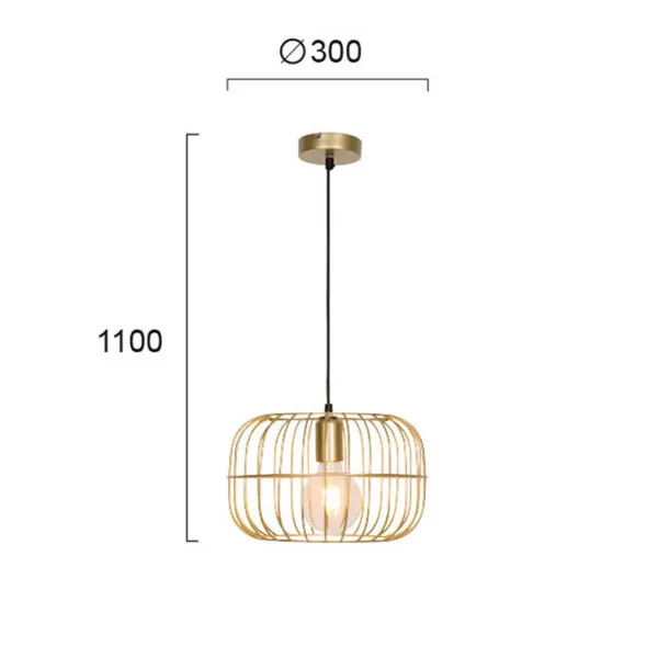 Viokef Lámpara colgante Zenith en forma de jaula, oro