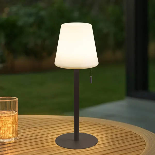 Linterna LED recargable Azalea de Lindby, blanca/marrón, 45 cm, CCT, IP44