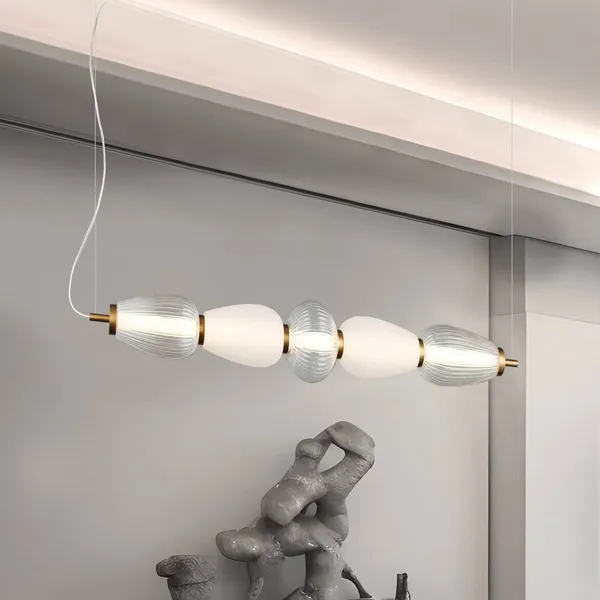 Viokef Lámpara colgante LED Shiny, longitud 83 cm, transparente/blanca, cristal