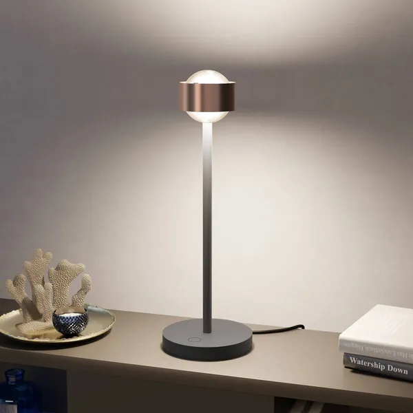 Top Light Puk! 80 Eye Table LED, lentes mate, cobre/negro