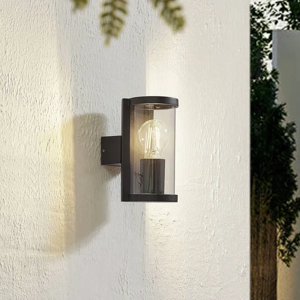 Lucande aplique de exterior Zanta, altura 19,7 cm, IP65, negro